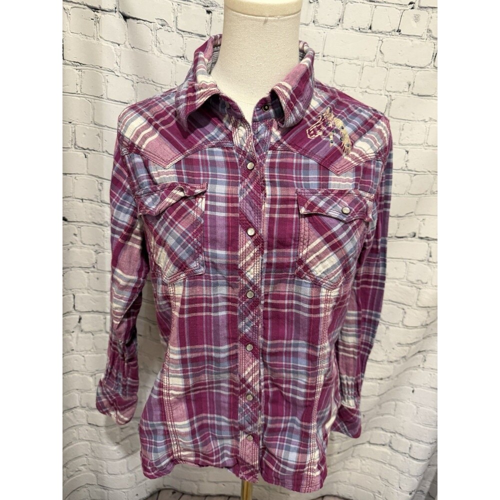 C.E. Schmidt Workwear Fit for Her Women's Size Large Button-Down Plaid Shirt